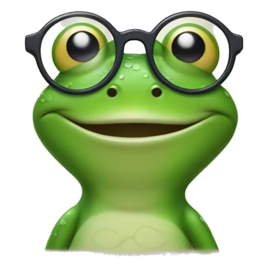 Frog in glasses smiling and leaned on hand on ear sticker