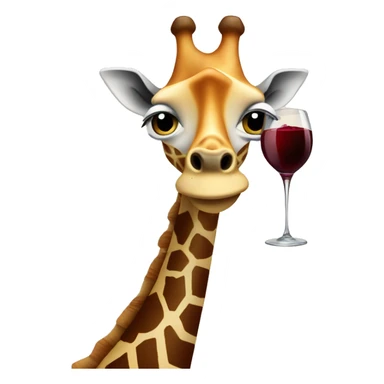 French giraffe holding red wineglass sticker