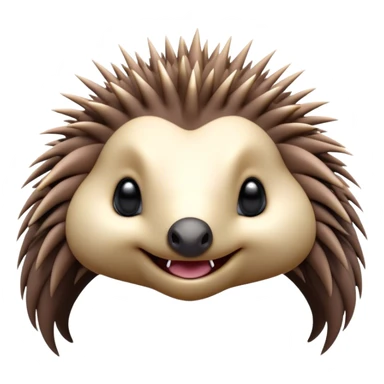 Cinematic Cute Echidna Portrait Emoji, Head tilted playfully and inquisitively, featuring a fuzzy, spiky fur with an adorably scrunched face and a cute, pointed snout, round, sparkling eyes filled with gentle curiosity, Simplified yet irresistibly adorable features, highly detailed, glowing with a warm, friendly glow, high shine, affectionate and quirky, stylized with a touch of natural whimsy, bright and endearing, soft glowing outline, capturing the essence of a mischievous yet loving echidna, so playful it feels like it could nuzzle out of the screen into your arms! sticker