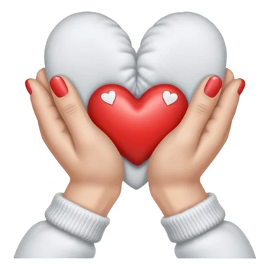 hands in mittens show a heart sticker