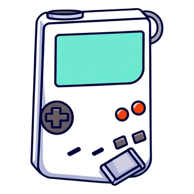 1930s style cartoon gameboy console character, cuphead-style, in black and white, on a plain white background, pointing at something.

 sticker