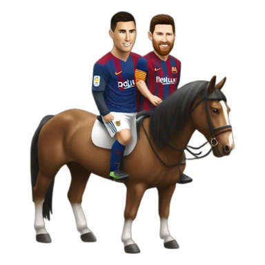 ronaldo et messi sur un cheval sticker