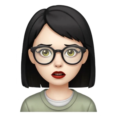 create a female zombie with short straight black hair, and who wears glasses  sticker