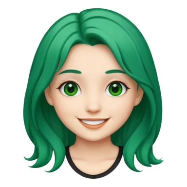 Emoji girl Emerald green hair, fair skin, and black eyes sticker