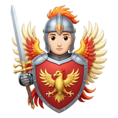 Knight with shield and sword.  Shield has a phoenix on it sticker