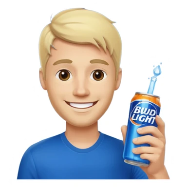 blonde guy holding bud light sticker