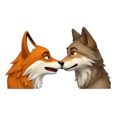 Wolf kisses fox sticker