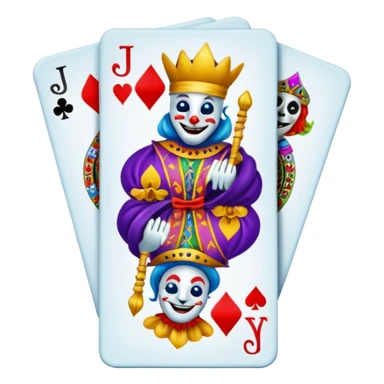 bunch of 3 poker cards, with crazy colorful jolly jokers inside sticker