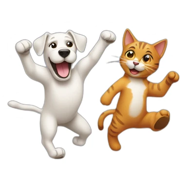 A dog and a cat dancing sticker