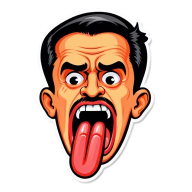 Tounge out with middle finger  sticker