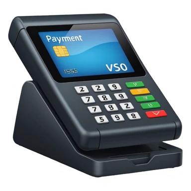 Icono de una terminal de pago con una tarjeta PAGANDO POS sticker