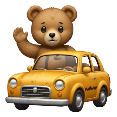Teddy bear crashing a car sticker
