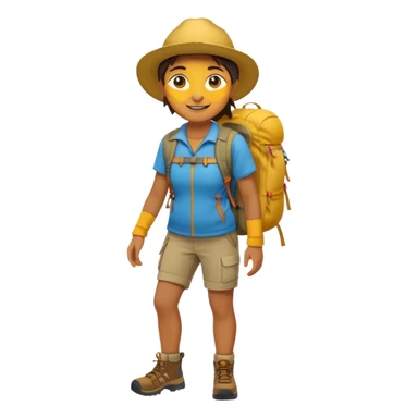 남미 여행에 가는 사람의 전신을 그려줘! 바로 하이킹 갈 수 있을 정도로 잘 입은! 얼굴은 걍 노란색? 으로 sticker