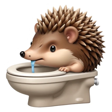 hedgehog sits inside the toilet sticker