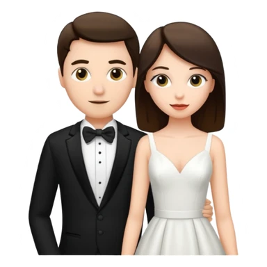 A woman in a white dress and a man in a tuxedo sticker