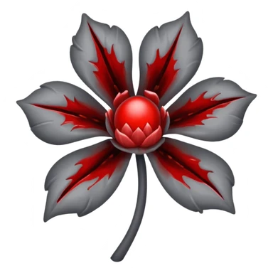 Grey creepy flower with red and blood on inside sticker