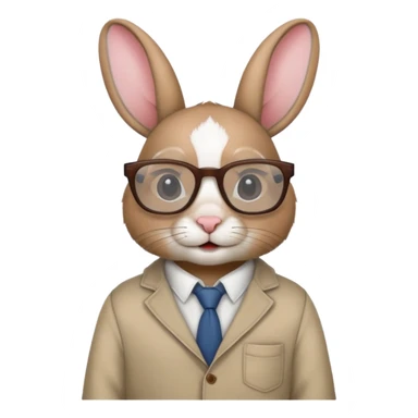 rabbit with clothes and wearing glasses sticker