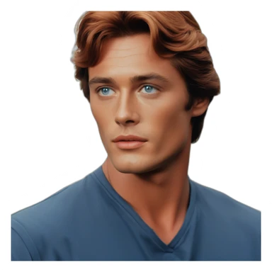 Alain Delon young lifeguard blue eyes short red hair sticker
