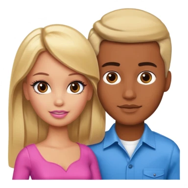 Brown skin blonde hair brown eyed barbie with her boyfriend  sticker