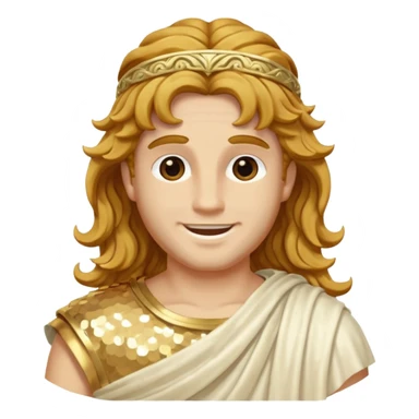 Mercury, Messager of the Gods from Roman Deities with long golden brown wavy hair, ivory sequin toga sticker