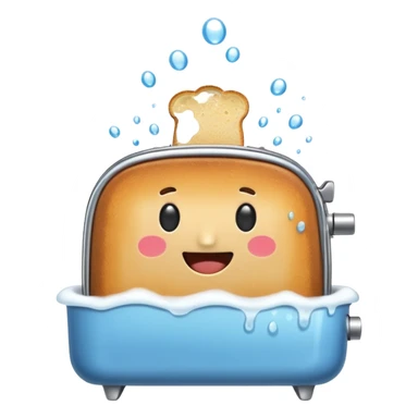 Happy toaster taking a bath sticker