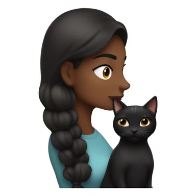 Pretty brunette woman kissing Black cat sticker