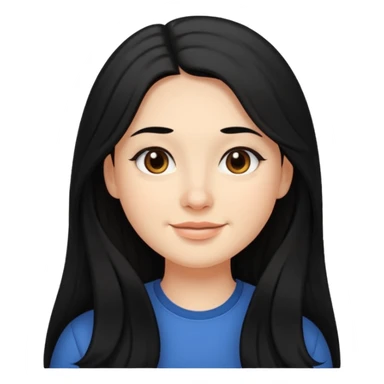 Slightly chubby professional woman with dimples, brown eyes, and long black hair sticker