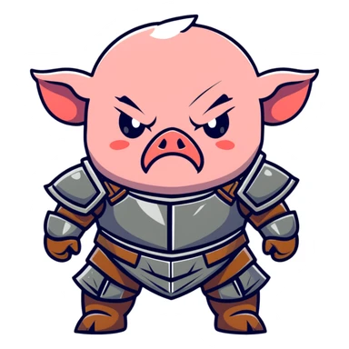 angry Minecraft baby Piglin in leather armor sticker