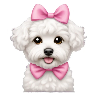 cute white maltipoo with 1 pink bow on the head sticker