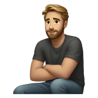 20 year old bearded man sitting on the floor in the corner of a room, wondering if he is going to be forever alone sticker