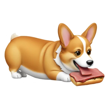 Corgi eating a beef Wellington  sticker