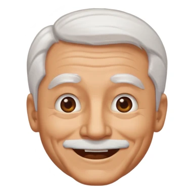 Illustrated emoji of an old man, white hair, no beard, dark eyes, tanned skin  sticker