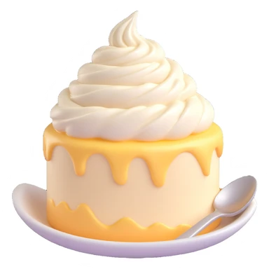 small swirl of thick creamy white mascarpone in a soft mound, velvety texture, glossy peaks, no bowl or spoon, clean 3D style, soft lighting, emoji scale sticker