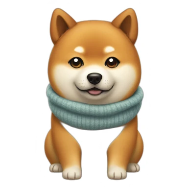 fat Shiba dog wearing a muffler sticker
