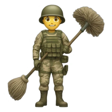 soldier with a mop in his hand sticker