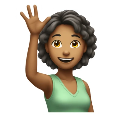 An excited girl with a raised hand  sticker