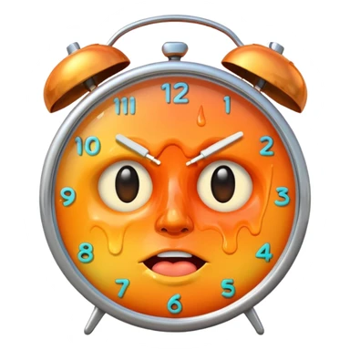 melting face, alarm clock, sunset sticker
