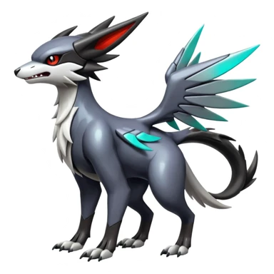 Futuristic Shiny Mightyena-Noivern-Silvally-Fakémon-hybrid-creature (full body)  sticker