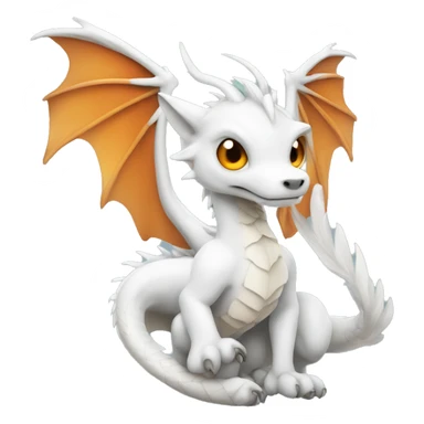White Dragon whit bird wings and fox tail  sticker