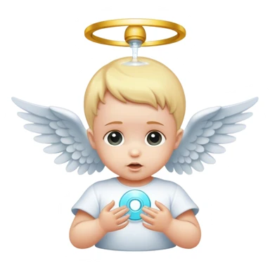 angel baby with a disk injecting in the head sticker