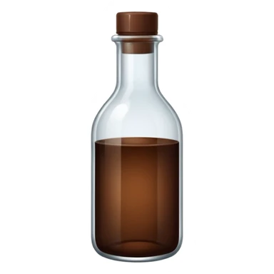 dark brown liquid bottle, minimal, simple, clear sticker