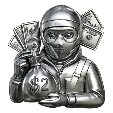 Transform this emoji into a 3D chrome style with a highly reflective metallic look, keeping all details and pose the same, no background. sticker