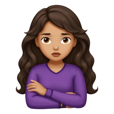 tan girl with dark, long, wavy hair crossing her arms and pouting sticker