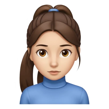 brunette and her hair is tightly ponytailed, her hair is not messy and her eyes look sharp sticker