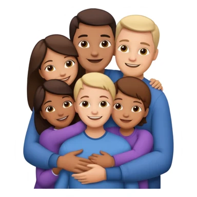 family of 5 hugging each other sticker