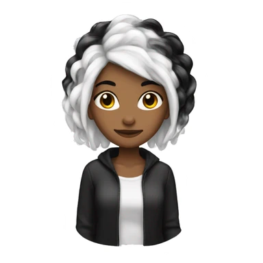 Woman with white and black split dye hair sticker