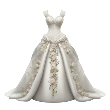 Hyper Realistic ornate corset Wedding dress displays with flowers  sticker