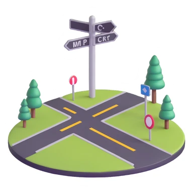 crossroads with signpost pointing in two different directions sticker