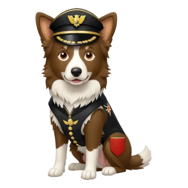 Border collie marrom usando equipamento militar full body sticker