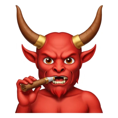 Emoji de diablo con sigarro en la boca sticker